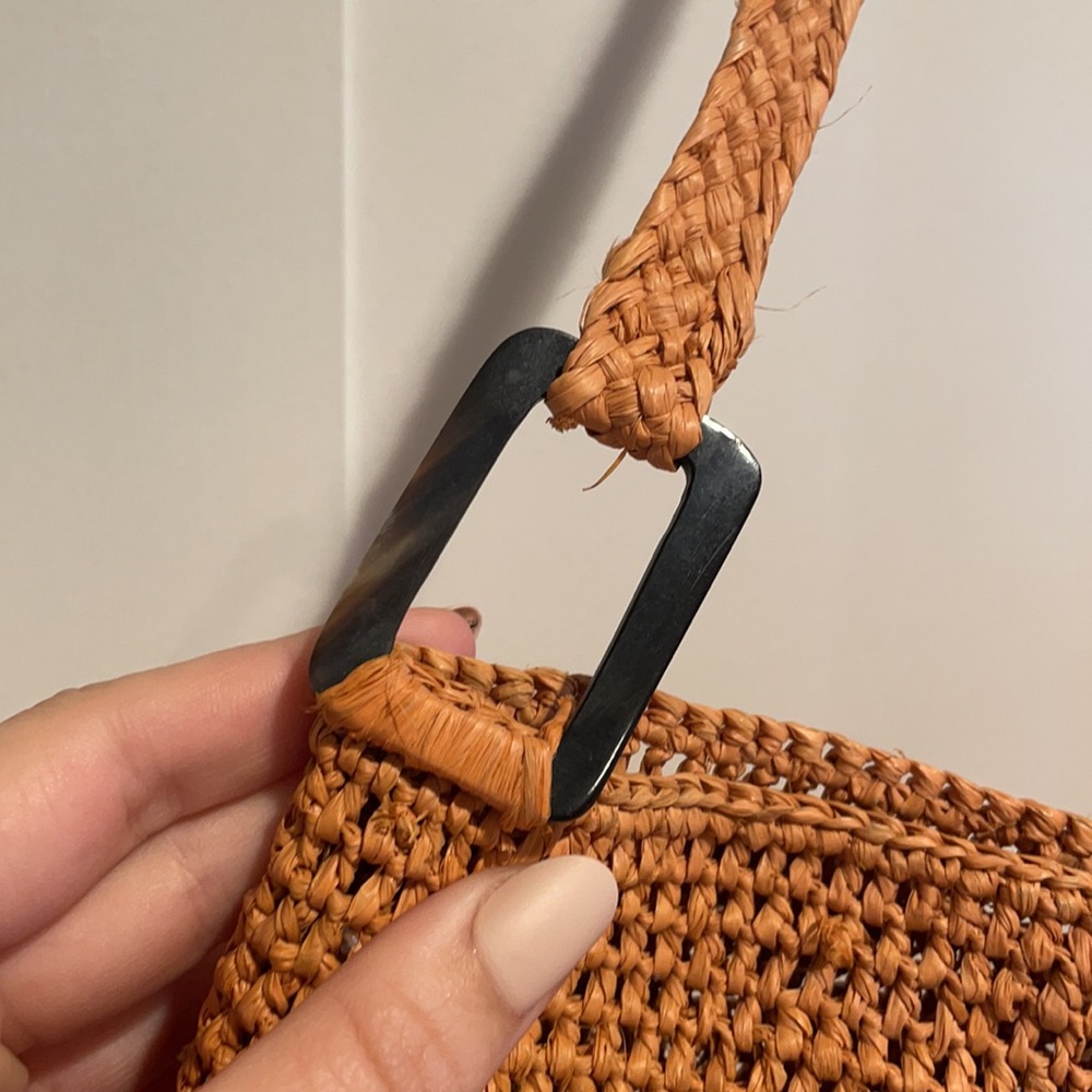 Annabel Ingall Orange Raffia Shoulder Bag - Picture 3 of 7